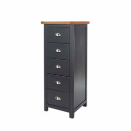 Core Products Dunkeld 5 Drawer Narrow Chest, Midnight Blue Painted Wood Storage H114 X W45 X D40 Cm - thumbnail 2