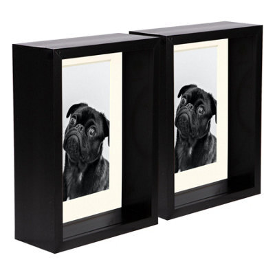"Nicola Spring 5 X 7"" Deep Photo Frames - Black/ivory Mount - 3D Deep Box Picture Frame Display Case (20 X 15Cm) X5" - image 1