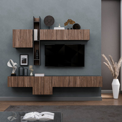 Decorotika Toledo Moduler Modern Tv Unit Wall Mount Black Alina - image 1