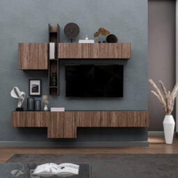Decorotika Toledo Moduler Modern Tv Unit Wall Mount Black Alina - thumbnail 1