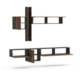Decorotika Toledo Moduler Modern Tv Unit Wall Mount Black Alina - thumbnail 5