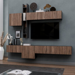 Decorotika Toledo Moduler Modern Tv Unit Wall Mount Black Alina - thumbnail 3