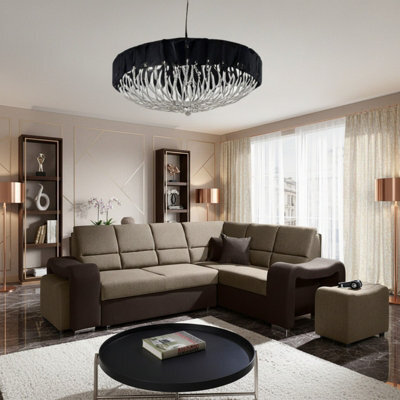 Wakiki Upholstered Corner Sofa Bed With Two Ottomans Left Or Right Storage Dolphin Mechanism 260X96X190Cm Brown And Beige Right - image 1