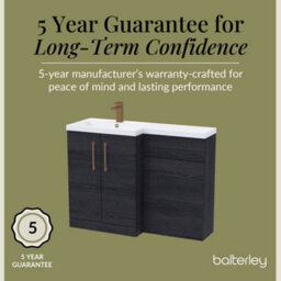 Balterley Left-Hand Bathroom Vanity And Wc Unit Combination With Basin - 1100mm - Woodgrain Black With Brushed Bronze Handles - thumbnail 6