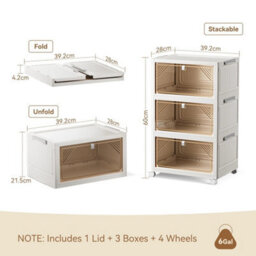 3 Tier Plastic Storage Drawers Box Tower Unit Stationery Organizer - thumbnail 2