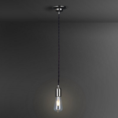Colours Gloss Black Nickel Effect Pendant Ceiling Light, (Dia)120mm - image 1
