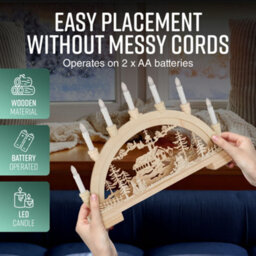 Globrite Christmas Candle Bridge Wooden 10 Led Battery Lights Candle Arch Village Design Christmas Decorations For Home - thumbnail 6