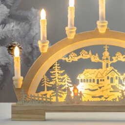 Globrite Christmas Candle Bridge Wooden 10 Led Battery Lights Candle Arch Village Design Christmas Decorations For Home - thumbnail 2