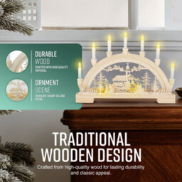 Globrite Christmas Candle Bridge Wooden 10 Led Battery Lights Candle Arch Village Design Christmas Decorations For Home - thumbnail 4