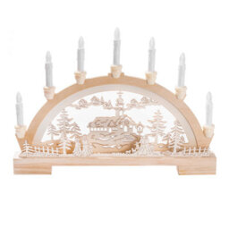 Globrite Christmas Candle Bridge Wooden 10 Led Battery Lights Candle Arch Village Design Christmas Decorations For Home - thumbnail 8
