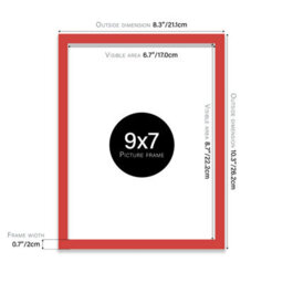 9X7 Red Picture Frame (17.8 X 22.9Cm) Poster, Photo, Artwork, Gallery Wall Or Print - thumbnail 3