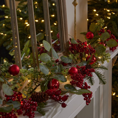 Dibor Berries And Baubles Pre-Lit Xmas Xmas Decoration Table Garland Decorative Christmas Garland 150Cm - image 1