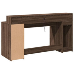 Berkfield Desk With Led Lights Brown Oak 160X55X91 Cm Engineered Wood - thumbnail 8