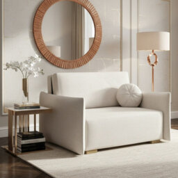 Viva Glov Ii Sofa Bed With Sleep Function Storage Container Chipboard Wooden Frame Springs 134X98X85Cm White - thumbnail 1