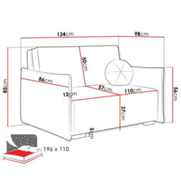 Viva Glov Ii Sofa Bed With Sleep Function Storage Container Chipboard Wooden Frame Springs 134X98X85Cm White - thumbnail 6
