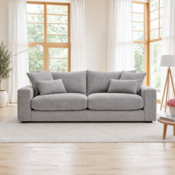 Furnishings For Less UK Juno Grey 3 Seater Chenille Sofa With Removable Seat & Back Cushions - thumbnail 4