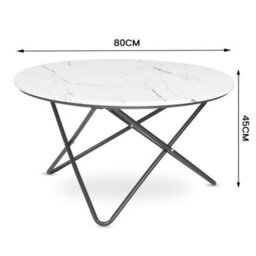 Bravich Marble Effect Coffee Table With Metal Legs - 80 X 45Cm - thumbnail 6