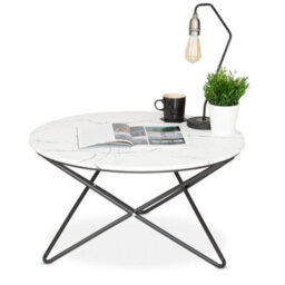 Bravich Marble Effect Coffee Table With Metal Legs - 80 X 45Cm - thumbnail 2