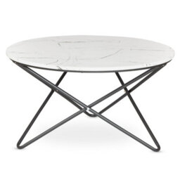 Bravich Marble Effect Coffee Table With Metal Legs - 80 X 45Cm - thumbnail 3