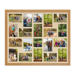 AK Frames 80X70Cm Oak Modern Multi Photo Frame With Ivory Mount - Holds 20 Apertures (18X) 6X4, (2X) 4X4 Photos