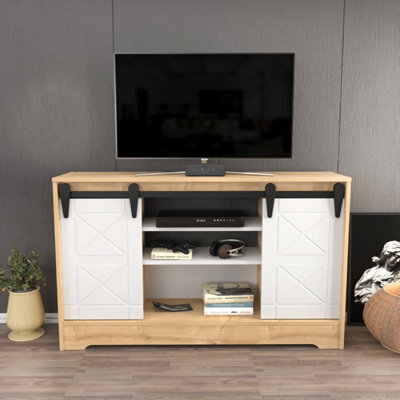 Decorotika Nisay Tv Stand Tv Unit For Tvs Up To 63 Inch Sapphire Oak And White - image 1
