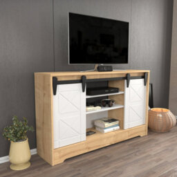 Decorotika Nisay Tv Stand Tv Unit For Tvs Up To 63 Inch Sapphire Oak And White - thumbnail 3
