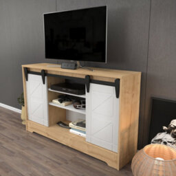 Decorotika Nisay Tv Stand Tv Unit For Tvs Up To 63 Inch Sapphire Oak And White - thumbnail 2