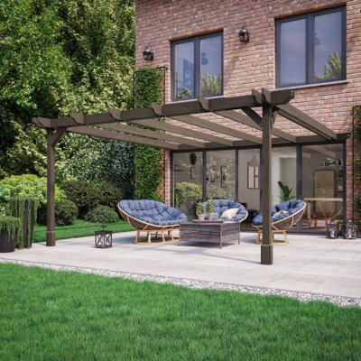 Rutland County Garden Furniture Wall Mounted Double Premium Pergola - Wood - L300 X W300 X H270 Cm - Rustic Brown - image 1