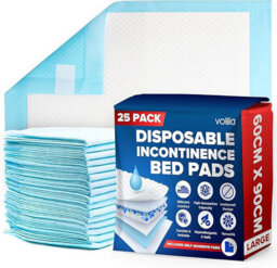 volila 25Pk Incontinence Bed Pads - 60X90Cm Soft Triple-Layer Disposable Sheets With Odour Control, Waterproof Backing, Fast Absorbency - thumbnail 1