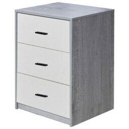 Urbn-Living Urbnliving Height 56Cm 3 Drawer Wooden Bedroom Bedside Cabinet Furniture Ash Grey Oak & White Drawers Storage Nightstand - thumbnail 1