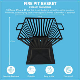 Thorness Heavy-Duty Outdoor Steel Fire Pit Basket With Ash Tray - thumbnail 5