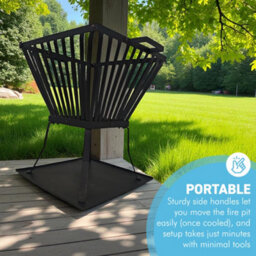 Thorness Heavy-Duty Outdoor Steel Fire Pit Basket With Ash Tray - thumbnail 4