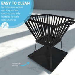 Thorness Heavy-Duty Outdoor Steel Fire Pit Basket With Ash Tray - thumbnail 7