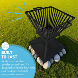 Thorness Heavy-Duty Outdoor Steel Fire Pit Basket With Ash Tray - thumbnail 3