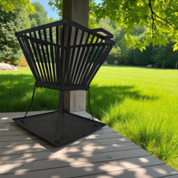 Thorness Heavy-Duty Outdoor Steel Fire Pit Basket With Ash Tray - thumbnail 2