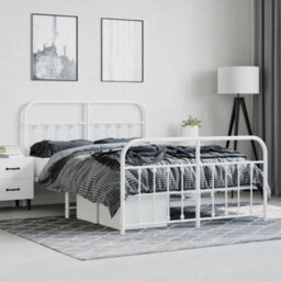 Berkfield Metal Bed Frame With Headboard And Footboard White 140X200 Cm - thumbnail 4