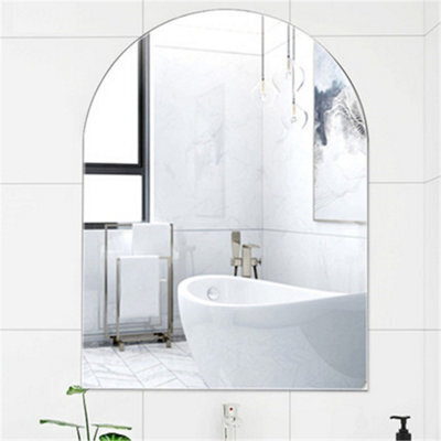Enki Horizon Contemporary Bathroom Cloakroom Glass Polished Arched Frameless Wall Mounted Vertical Decorative Mirror (W) 400mm - image 1