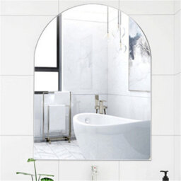 Enki Horizon Contemporary Bathroom Cloakroom Glass Polished Arched Frameless Wall Mounted Vertical Decorative Mirror (W) 400mm - thumbnail 1