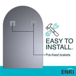 Enki Horizon Contemporary Bathroom Cloakroom Glass Polished Arched Frameless Wall Mounted Vertical Decorative Mirror (W) 400mm - thumbnail 2