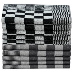 Berkfield 50 Piece Towel Set Black And White Cotton - thumbnail 3