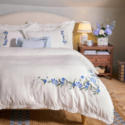 Cath Kidston Forget Me Knot Floral Cotton Double Duvet Cover Set With Pillowcases White / Blue - thumbnail 1