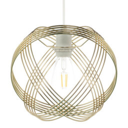 Happy Homewares Polished Plated Gold Spherical Pendant Light Shade With 4-Ring Design - thumbnail 4