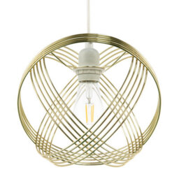 Happy Homewares Polished Plated Gold Spherical Pendant Light Shade With 4-Ring Design - thumbnail 2