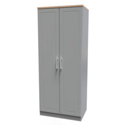 Sevilla Ready Assembled Traditional Matt Dusk Grey & Oak Large Double Wardrobe (H)1825mm (W)740mm (D)530mm - thumbnail 1