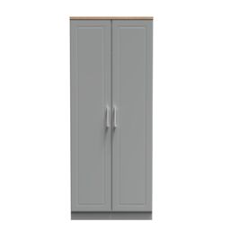 Sevilla Ready Assembled Traditional Matt Dusk Grey & Oak Large Double Wardrobe (H)1825mm (W)740mm (D)530mm - thumbnail 2