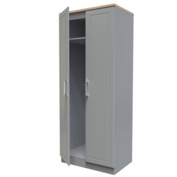 Sevilla Ready Assembled Traditional Matt Dusk Grey & Oak Large Double Wardrobe (H)1825mm (W)740mm (D)530mm - thumbnail 5
