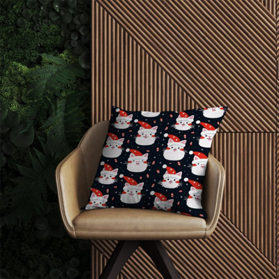 Warren Reed Designer Cute Cats Wearing Santa Claus Hats Outdoor Cushion 60Cm X 60Cm
