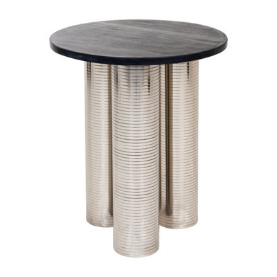 Round Coffee Tea Table Nesting Tables With Silverplatted Legs For Decoration In Living Room, Bedroom, Office, Balcony, Apartment - image 1