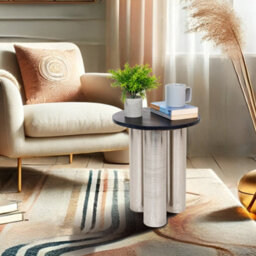 Round Coffee Tea Table Nesting Tables With Silverplatted Legs For Decoration In Living Room, Bedroom, Office, Balcony, Apartment - thumbnail 9