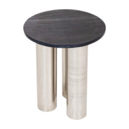 Round Coffee Tea Table Nesting Tables With Silverplatted Legs For Decoration In Living Room, Bedroom, Office, Balcony, Apartment - thumbnail 3